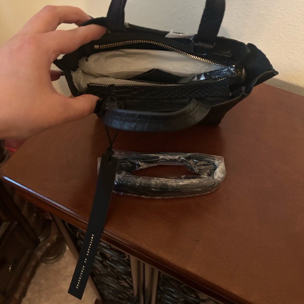Black Python Textured Women's Handbag - Picture 3 of 4